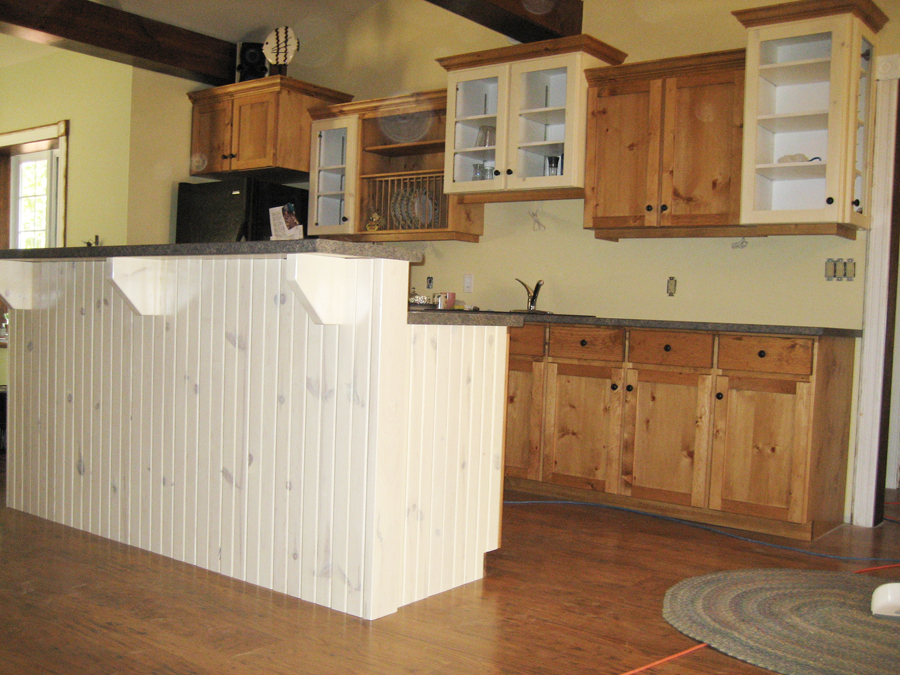 Pine painted kitchen cupboards