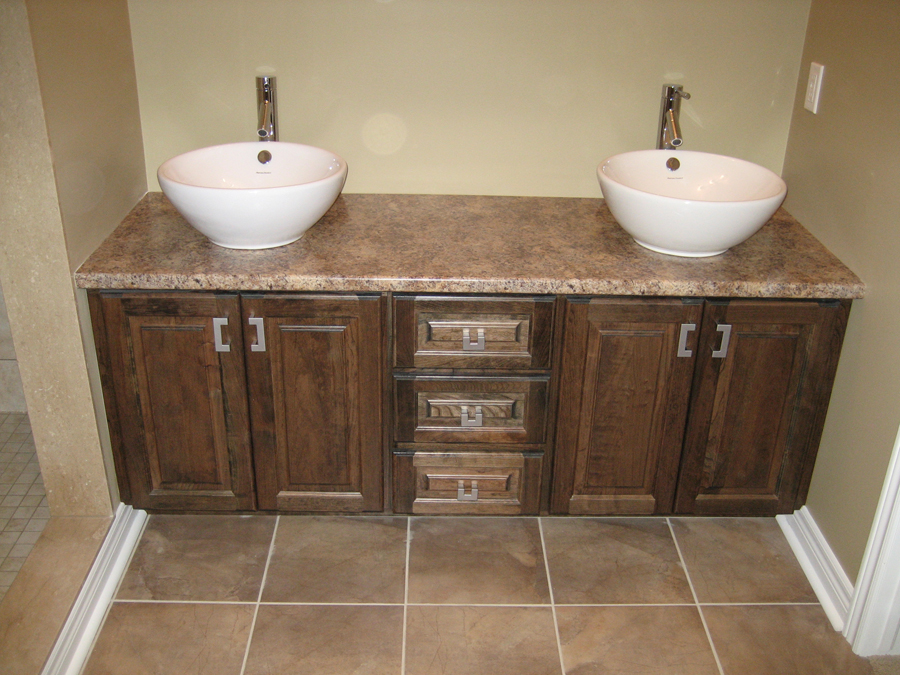 double bowl sinks cherry cupboards